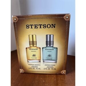 New Gift Box Set Stetson Original & Fresh After Shave - 2 Pieces .5oz 15ml